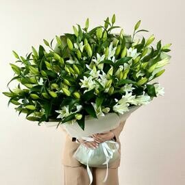 Ogromnij buket lilij, 25 shtuk