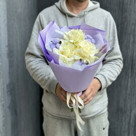 Французские розы и хлопок в сиреневой гамме