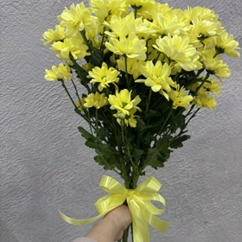 Букет из желтых кустовых хризантем, стандартный