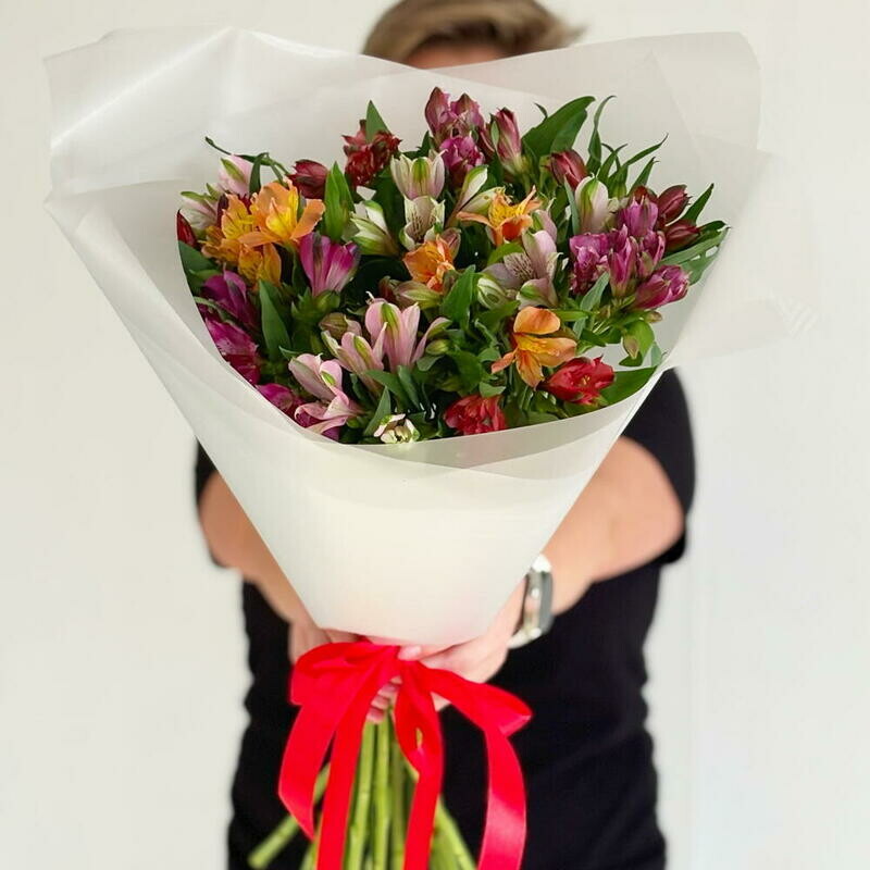 Букет из разноцветных альстромерий, 15 разноцветных альстромерий