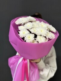 Букет из белых голландских хризантем 