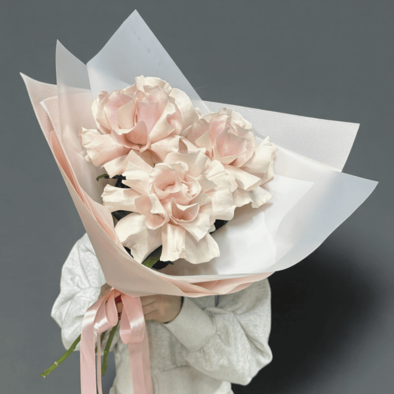 Букет из французских розовых роз, стандартный