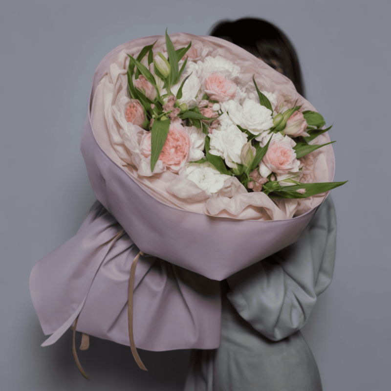 Букет из хризантем, альстромерий и диантусов, стандартный