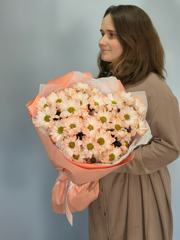 Букет из персиковой хризантемы ромашки 208, стандартный