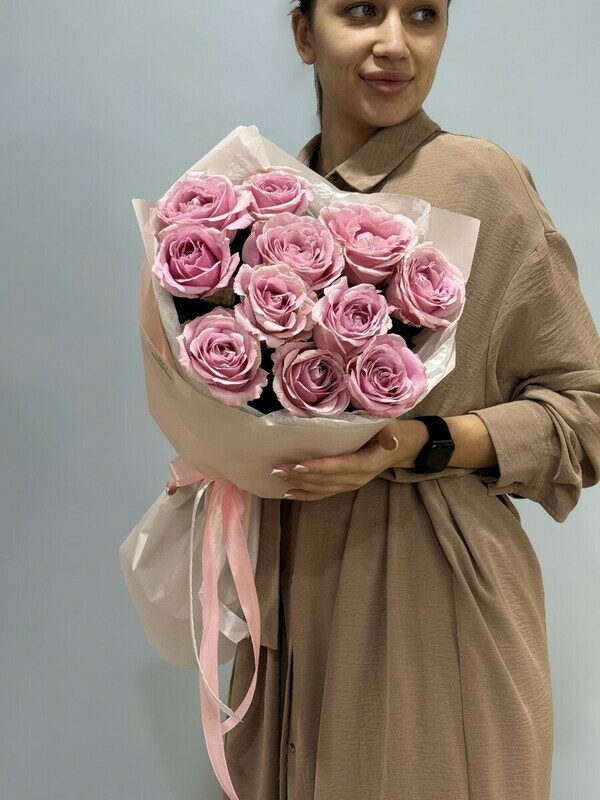 Букет из 11 розовых роз 177, букет из 11 роз аваланж