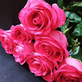 7 розовых роз