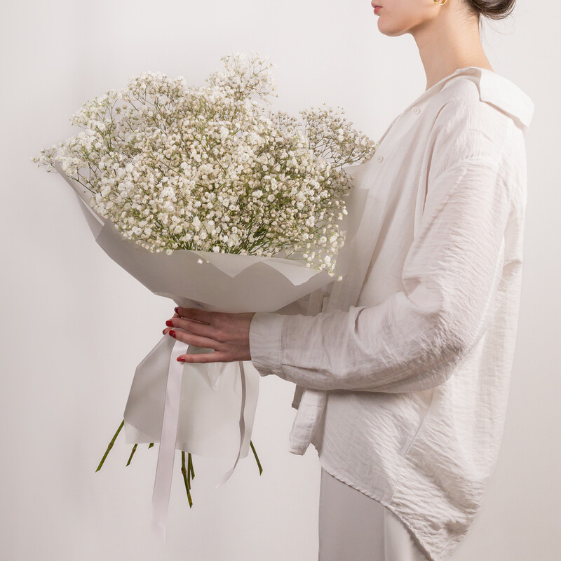 Buket iz gipsofili «Nezhnoe oblako» - M (45 sm), premium