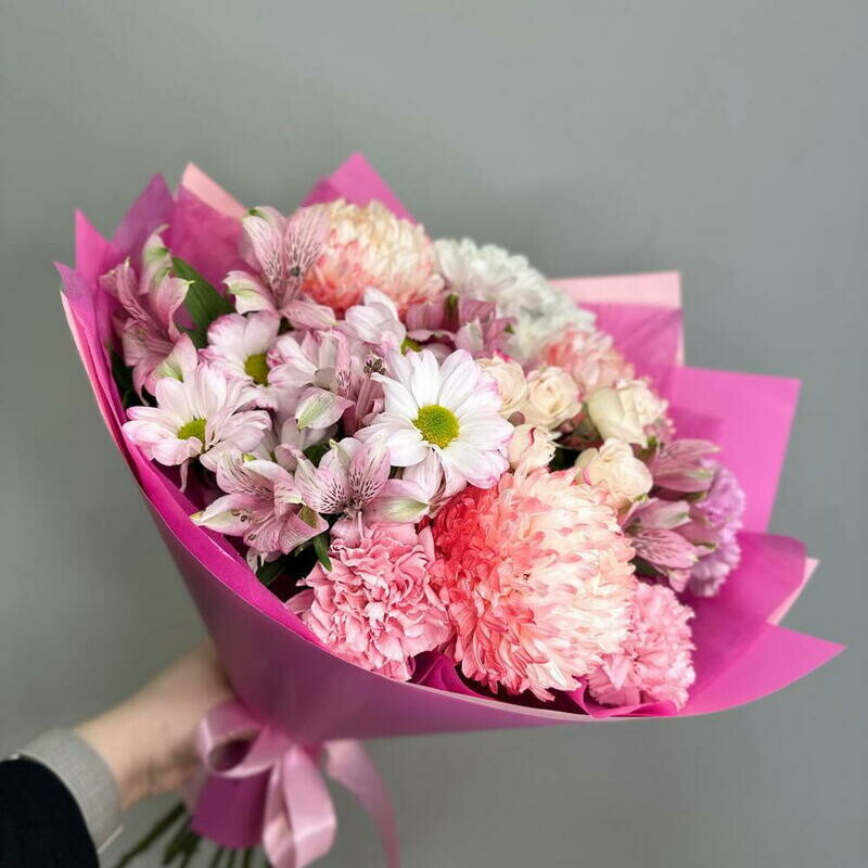 Букет с хризантемой Мамс, делюкс