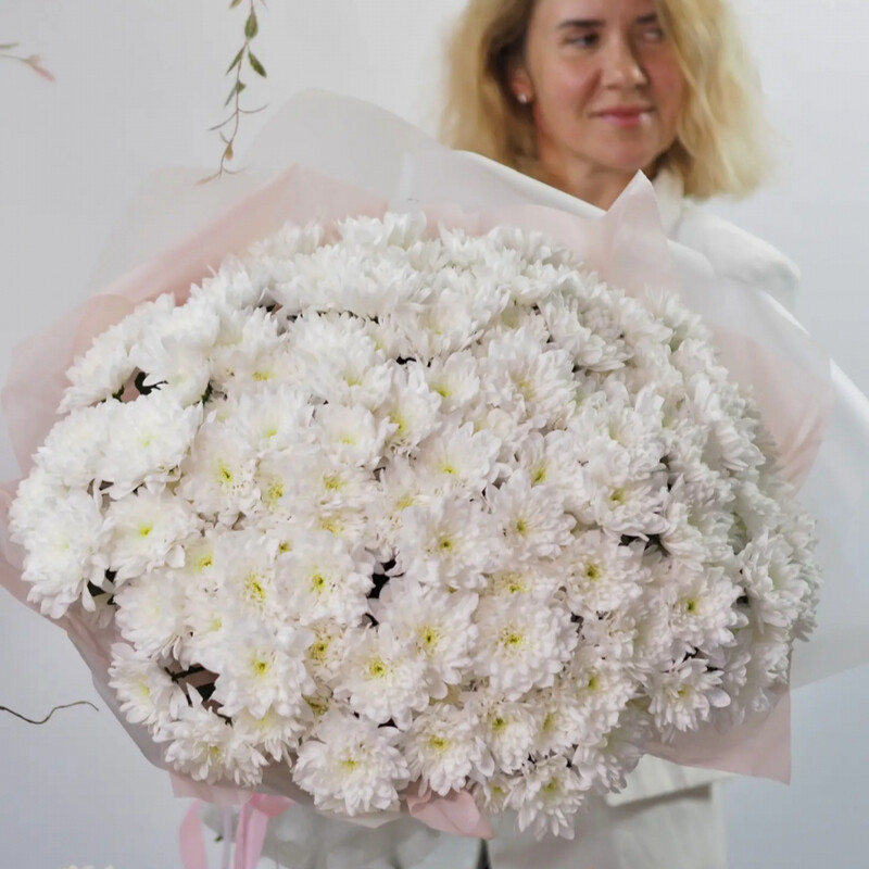 Buket «Oblako» iz 21 pushistoj hrizantemi, standart