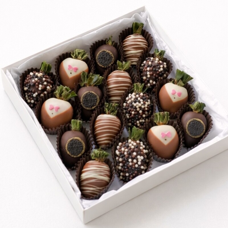 Nabor «Trio» s klubnikoj v shokolade, 16-20 yagod, standart