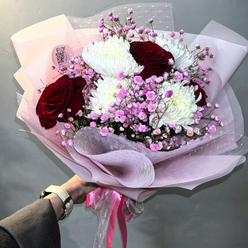 Букет из роз и хризантемы, стандартный