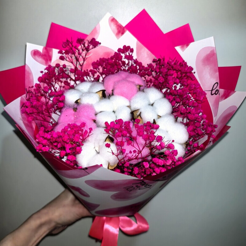 Букет из розовой гипсофилы, стандартный