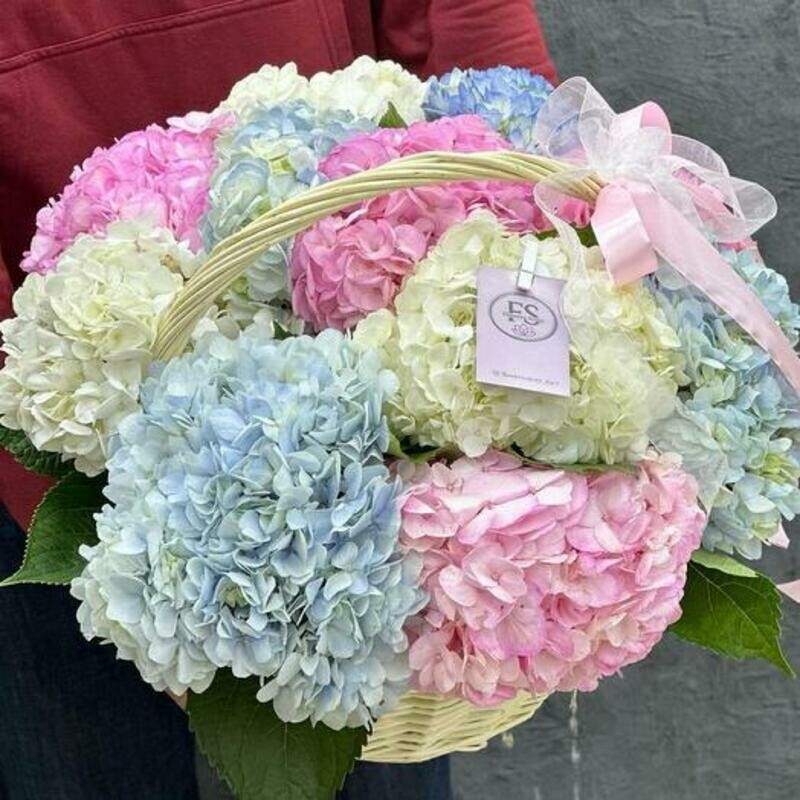 Корзина с цветами гортензии, стандартный