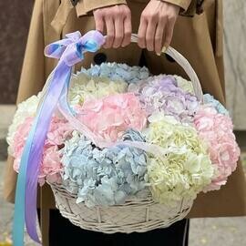 Корзина с гортензиями