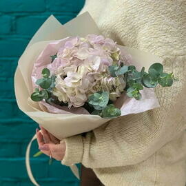 Гортензия в оформлении и эвкалипт