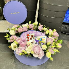 Коробка двойная розы эустома