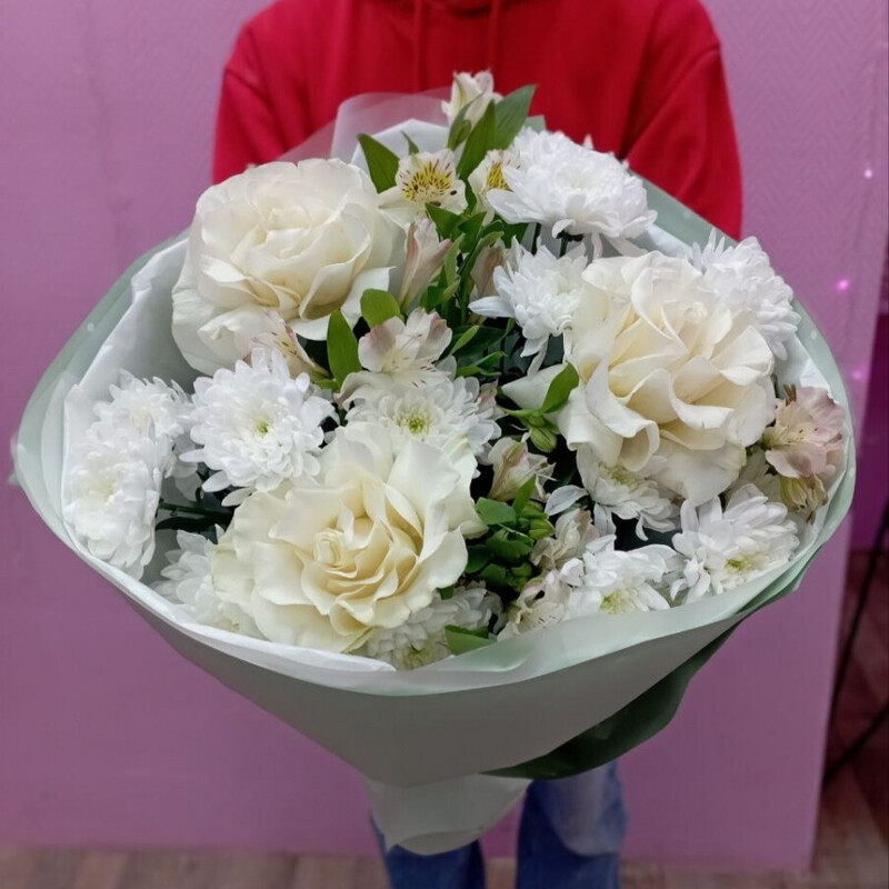 Белый воздушный букет, стандартный