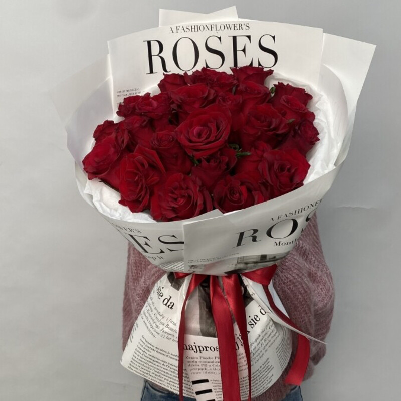 25 красных Кенийских роз, стандартный