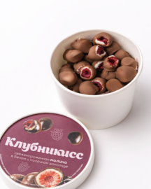 Малина в белом и молочном шоколаде свежемороженая 155 гр