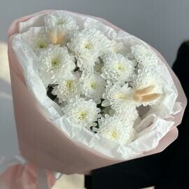 Букет из хризантемы и лагурус