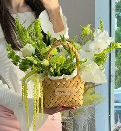 Basket with gladiolus