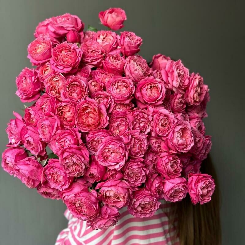 Kustovie pionovidnie rozi Dzhul_etta TCerajz v monobukete, standart