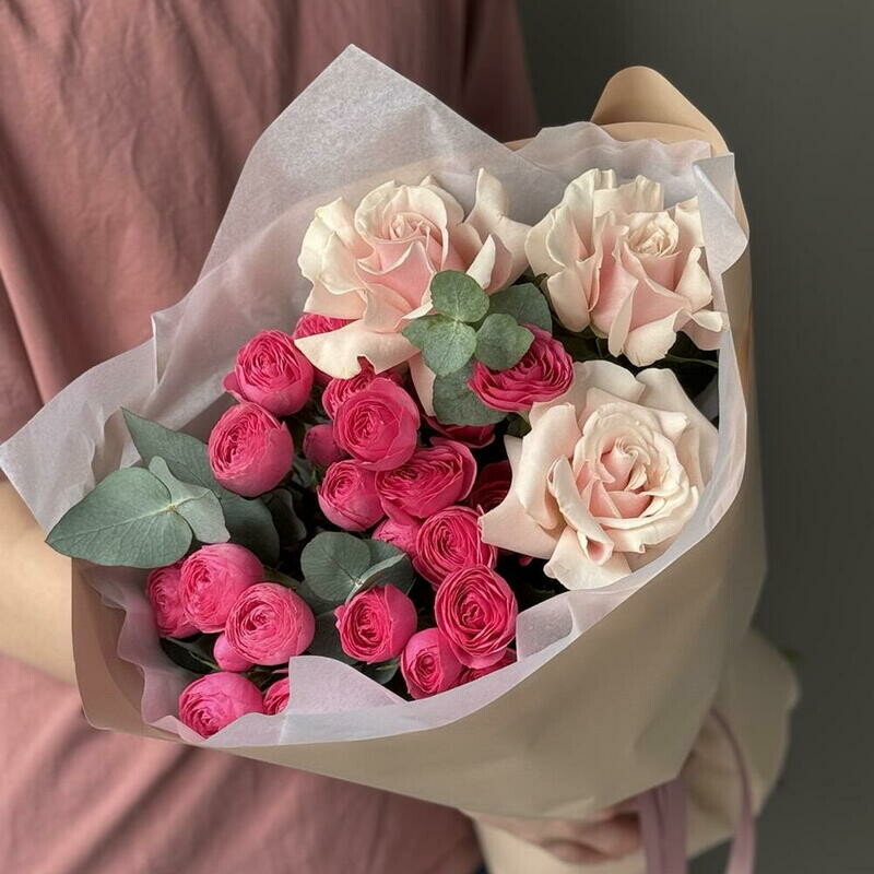 Сборный букет роз | кустовые и французские, стандартный