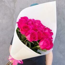 Букет из 15 розовых роз Эквадор Пинк Флойд 60 см