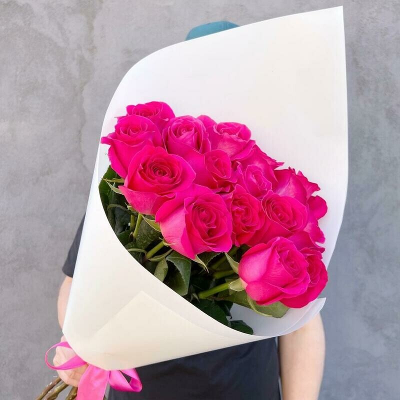 Buket iz 15 rozovih roz Ekvador Pink Flojd 60 sm, buket iz 15 rozovih roz ekvador pink flojd 60 sm