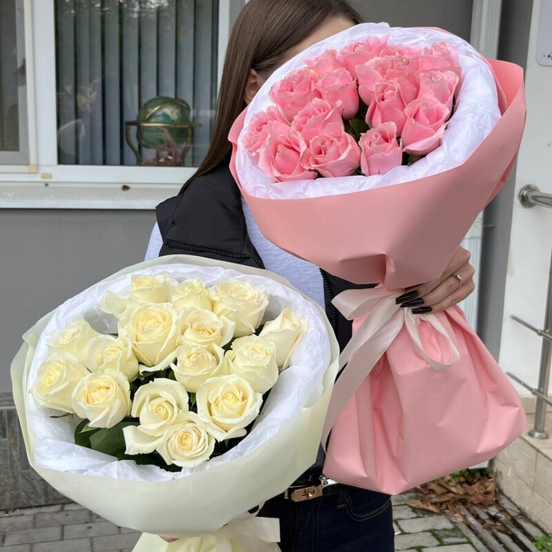 букет из 15 роз, 15 импортных роз