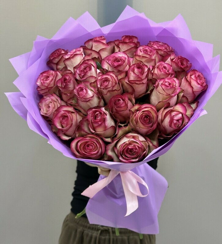 Bouquet "Pink kaleidoscope", 25 rozovih roz