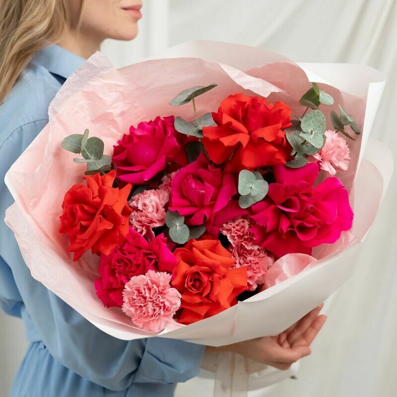 Buket s frantcuzskimi rozami Malinovij sherbet, standart