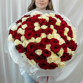 Rozi krasno-belie Ekvador 151sht (60sm)