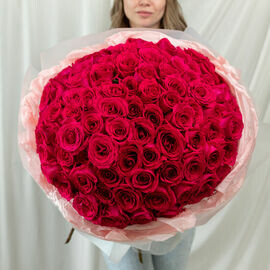 Розы розовые 101 шт(60см)