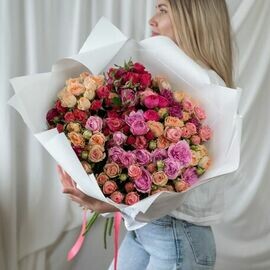 25 кустовых роз микс