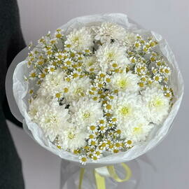 Дуо букет ромашки и хризантема