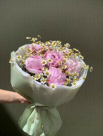 Пионы в ромашках