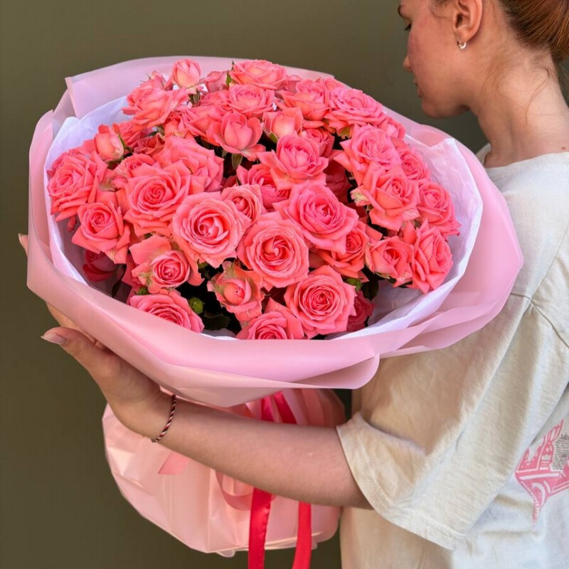 13 кустовых коралловых роз, стандартный