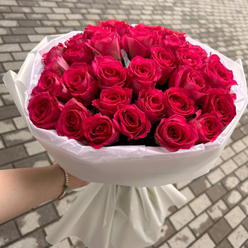 букет из 31 розовой розы, 31 импортная роза
