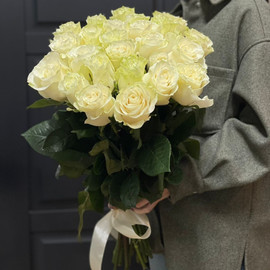 Букет из 25 белых эквадорских роз