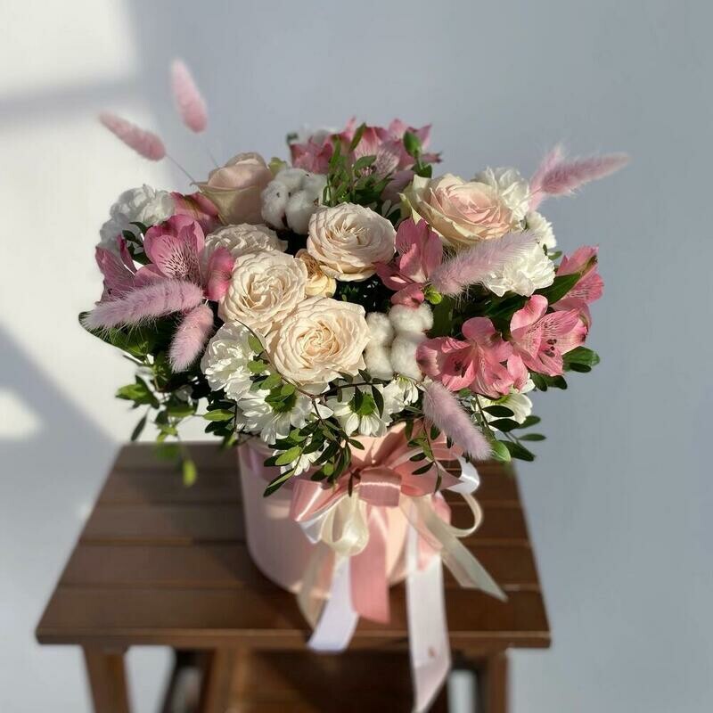 Цветы в коробке Нежность, стандартный