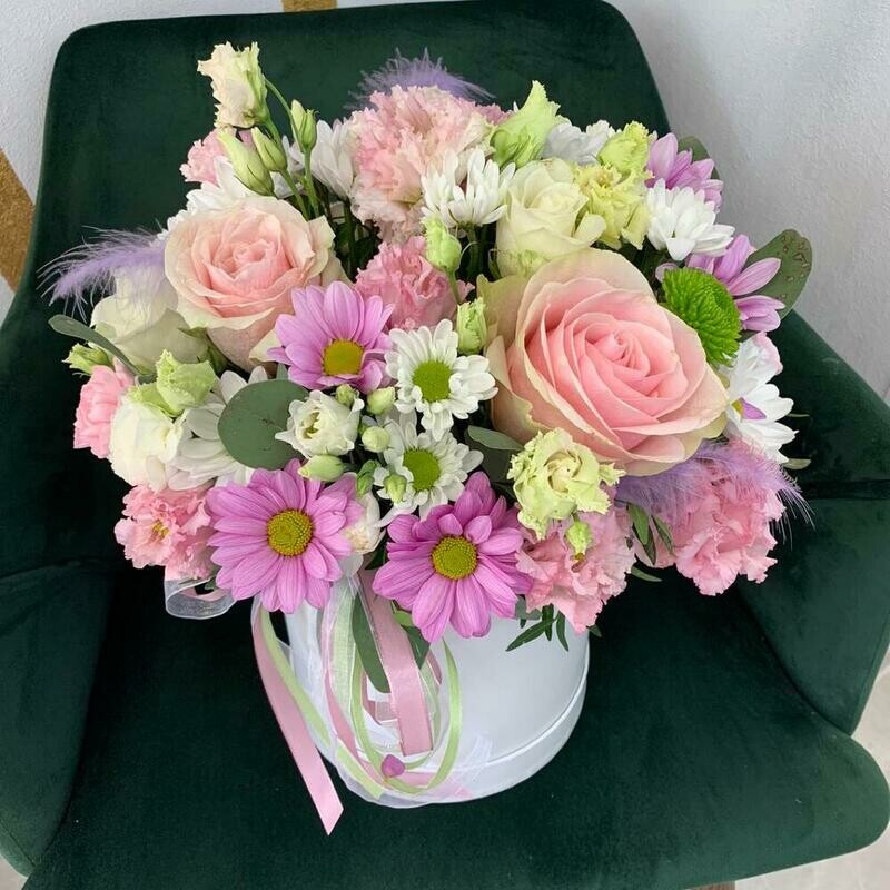 Цветы в коробке «Нежность», стандартный