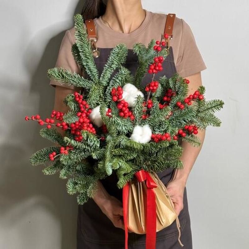 Зимний букет без упаковки в вотербоксе, стандартный