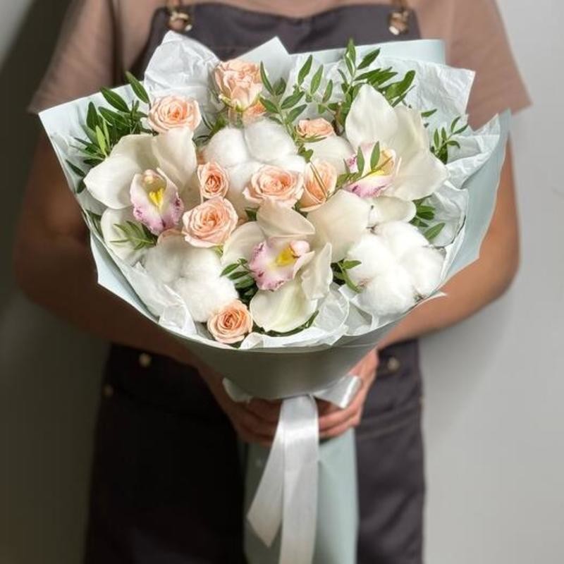 Белые орхидеи с хлопком, стандартный