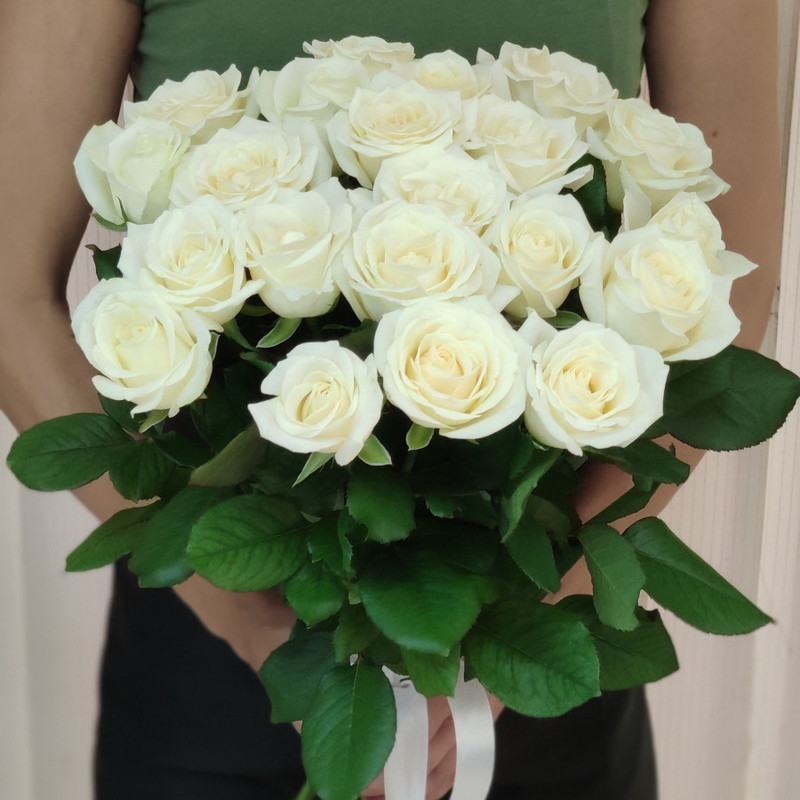 Букет из белых роз 25 шт. 50 см , Россия, standart