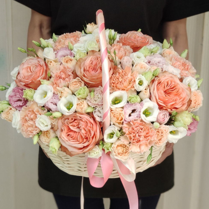 Basket with peony roses, standart