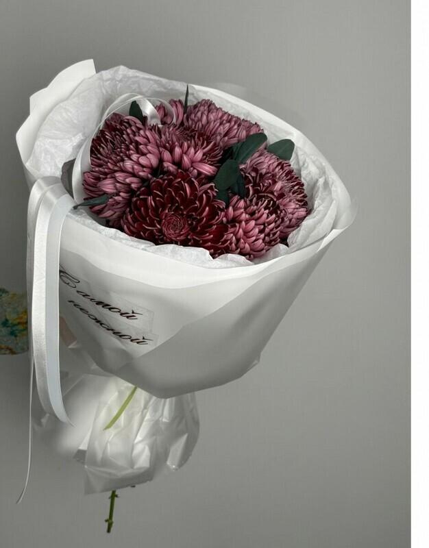 Букет из хризантем «Понпон», хризантема 7 шт
