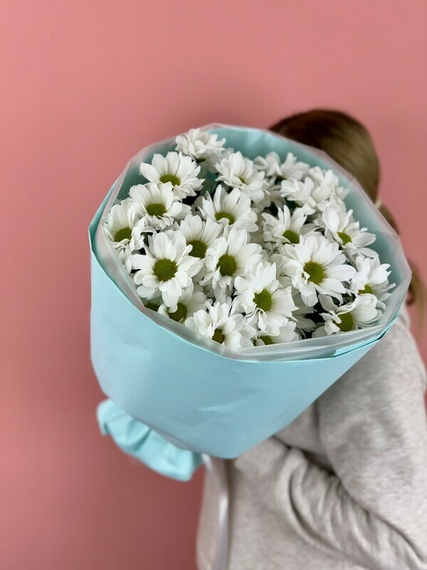 Mono buket iz romashek Tiffani konfeta 5 vetok, mono buket