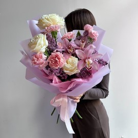 Сиреневый  Вечер (Сирень, орхидеи, пионовидные розы)