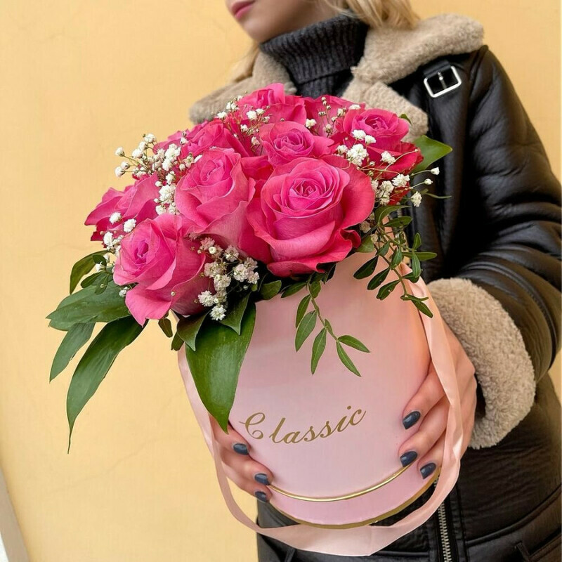 Шляпная коробка с розой  "романтик", стандартный